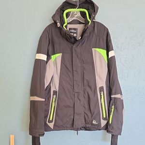 Men's Black and Green Ski Jacket